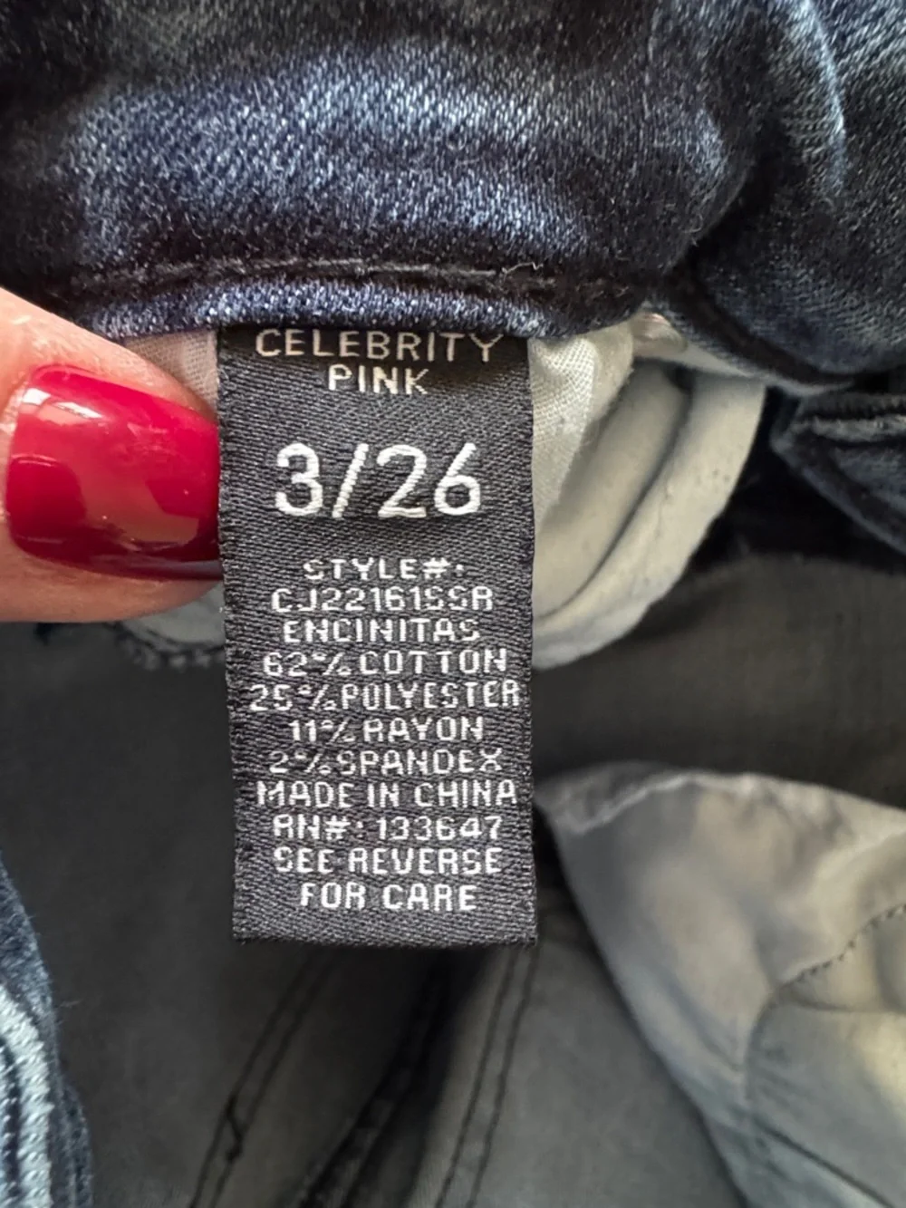 Celebrity Pink Dark Blue Slim Fit Jeans sz 3/26 - Picture 5 of 5